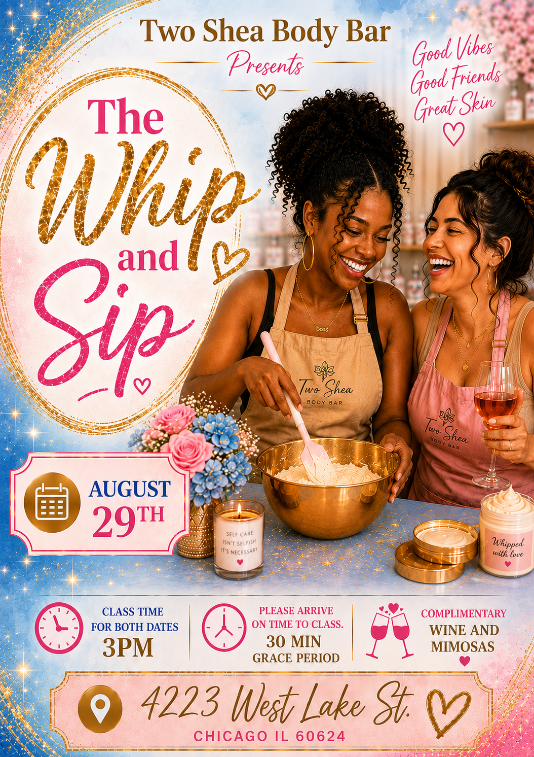 Two Shea Body Bar Whip and Sip August 29th 2026