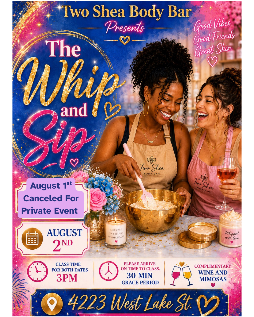 Two Shea Body Bar Whip and Sip Sunday August 2nd 2026